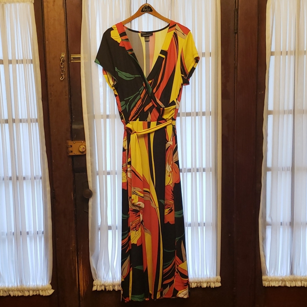 Vibrant Ashley Stewart 14/16 Faux Wrap Dress